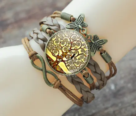 Bracelet Papillon Cuir Arbre de Vie