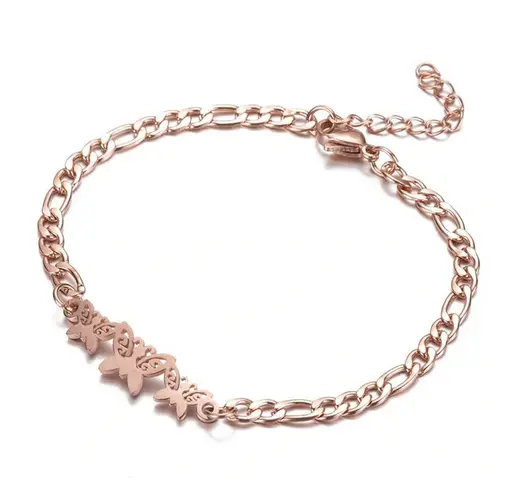Bracelet Papillon Gourmette Couleur Or rose
