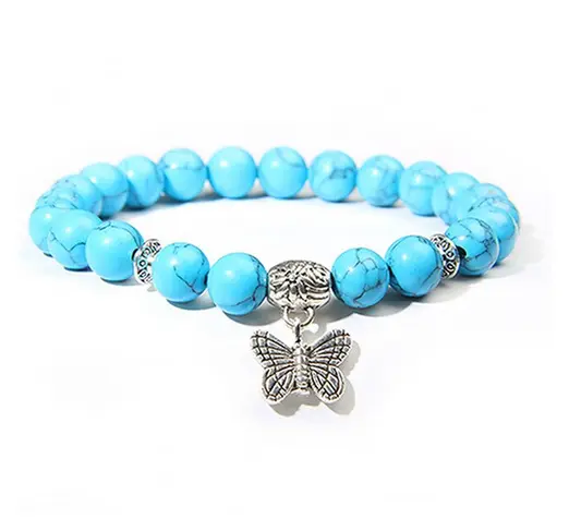 Bracelet Papillon pierres artificielles Turquoise