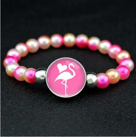 Bracelet Perles Flamant Rose Femme