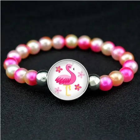 Bracelet Perles Flamant Rose