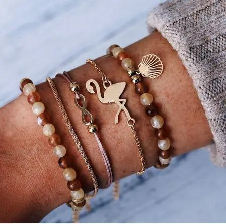 Bracelets Flamant Rose Bohème