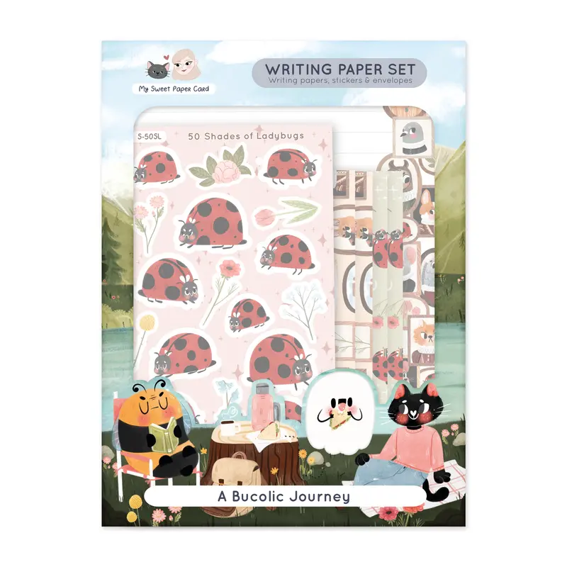 Bucolic Journey - Letter writing set - Writing papers, stickers and envelopes