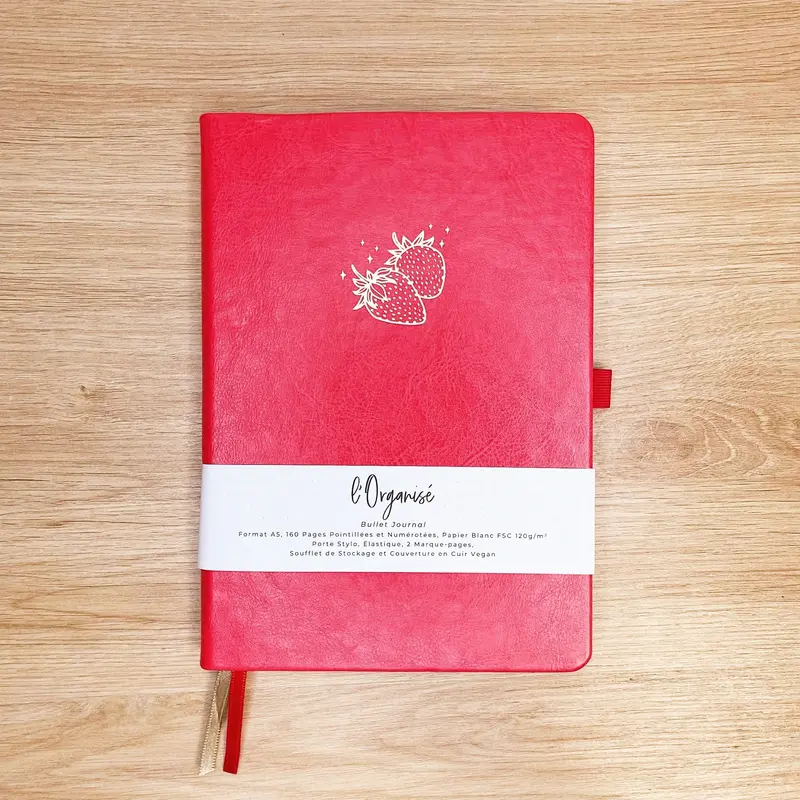 Bullet Journal l'Organisé "Fraise"- Carnet A5