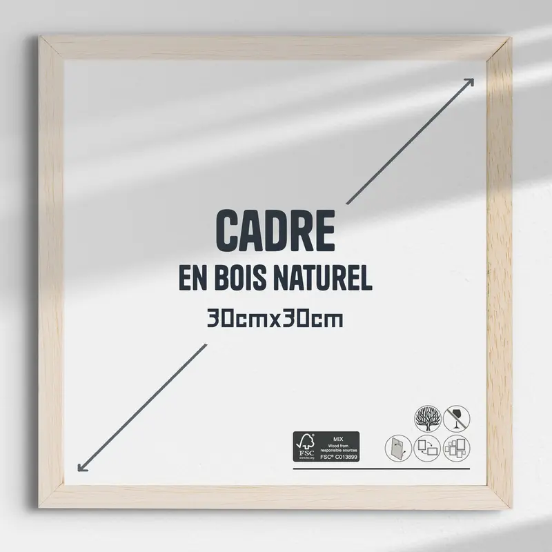 Cadre Bois Naturel 30x30