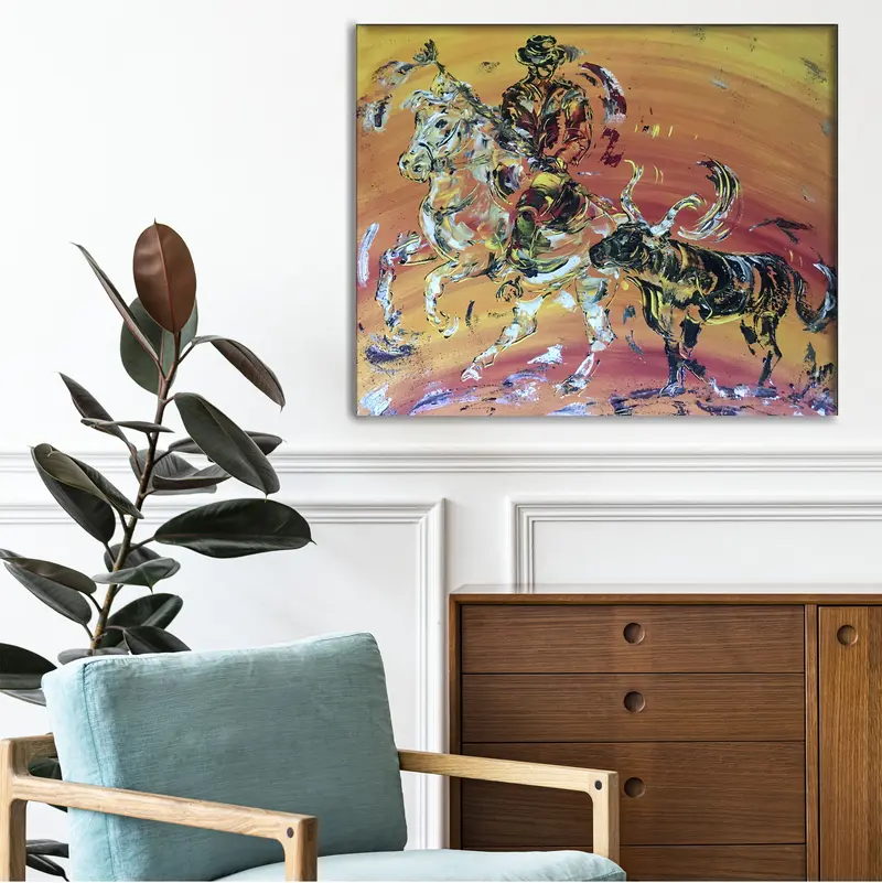 Camargue gardian toile - Peinture de 50x61 cm