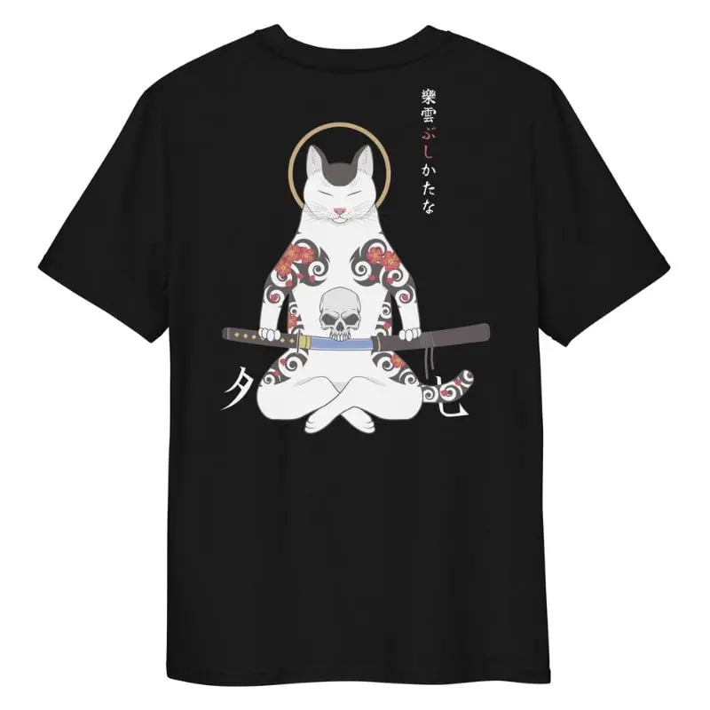 Camiseta Gato Samurái Japonés