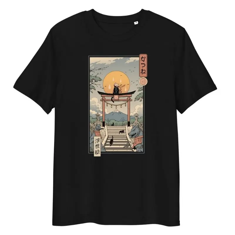 Camiseta Japonesa Ukiyo-e Neko Inari