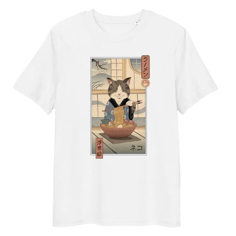 Camiseta Japonesa Ukiyo-e Neko Ramen