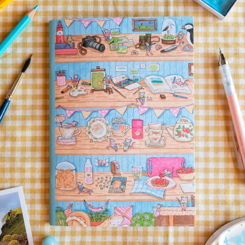 CARNET A5 "L'étagère d'été des souris" - papeterie