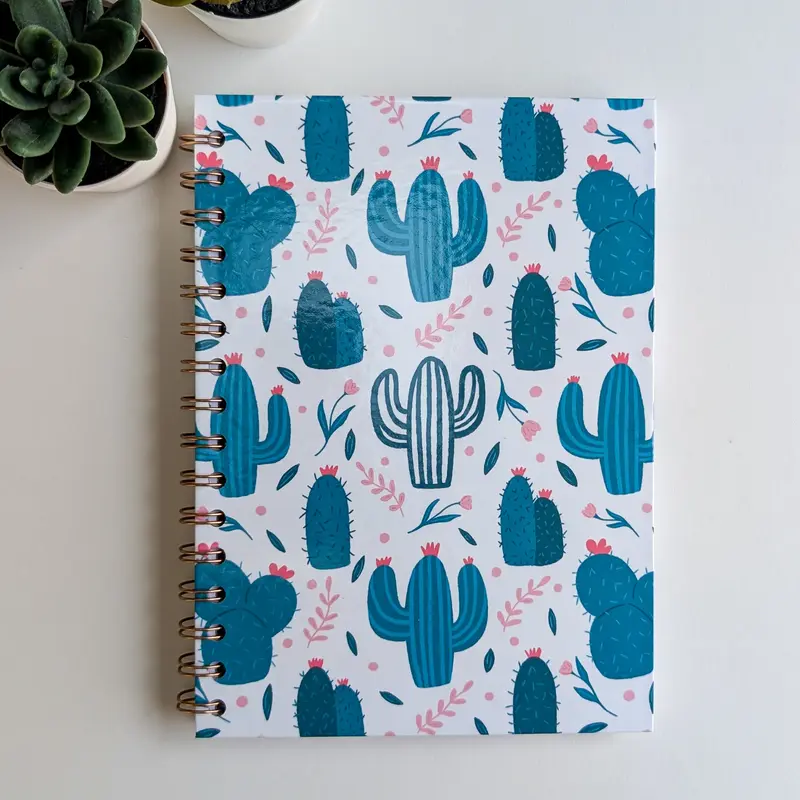 Carnet A5 - Reliure à spirale - Cactus & Fleurs