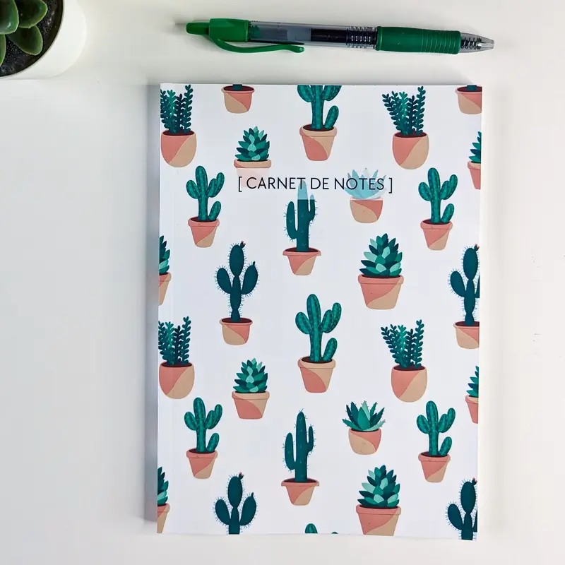 Carnet A5 - Reliure collée - Cactus & succulentes