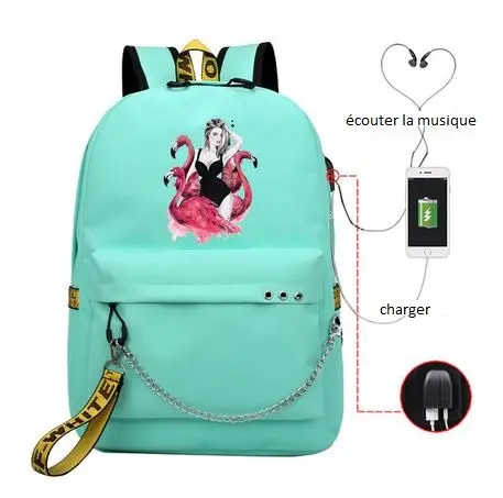 Cartable Flamant Rose Futur Turquoise