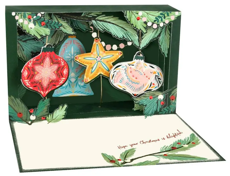 Carte pop-up de Noël - Boules et magie des fêtes - Popshots Studios