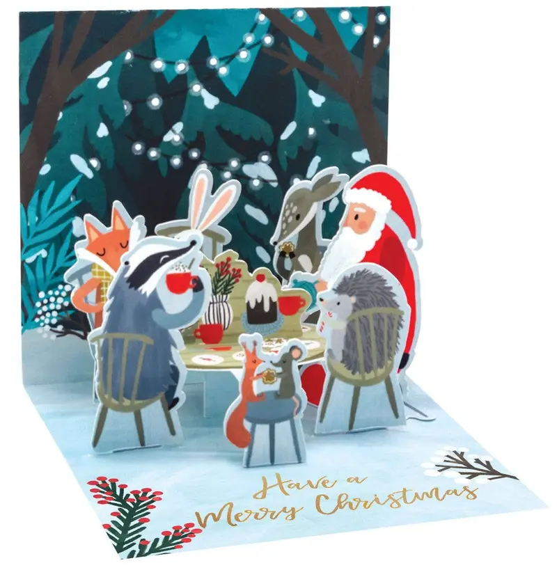 Carte postale 3D à monter - Carte pop-up mini réunion de noël