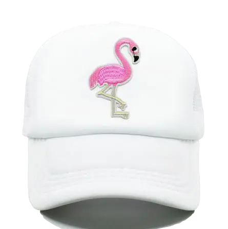 Casquette Blanche avec Flamant Rose