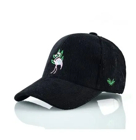 Casquette en Velours Noir Flamant Rose