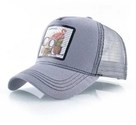Casquette Flamant Rose Ananas Gris