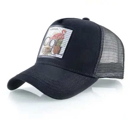 Casquette Flamant Rose Ananas Noir