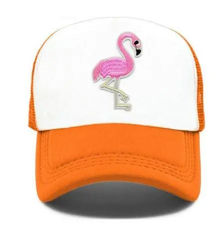 Casquette Orange avec Flamant Rose