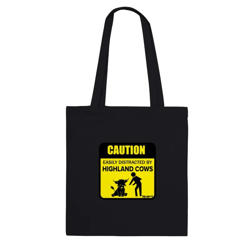 Caution easily distracted by highland cows premium tote bag