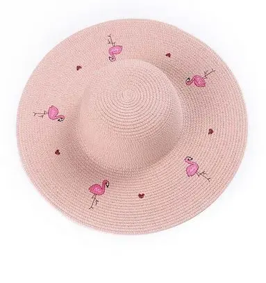 Chapeau Brodé Flamant Rose Pastel