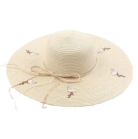 Chapeau en Paille Flamant Rose Beige