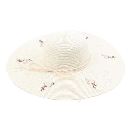 Chapeau en Paille Flamant Rose Blanc