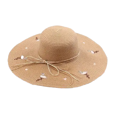 Chapeau en Paille Flamant Rose Camel