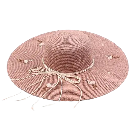Chapeau en Paille Flamant Rose Pastel