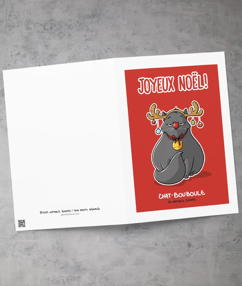 Chat-Bouboule Christmas mood by Nathalie Jomard - Carte de vœux