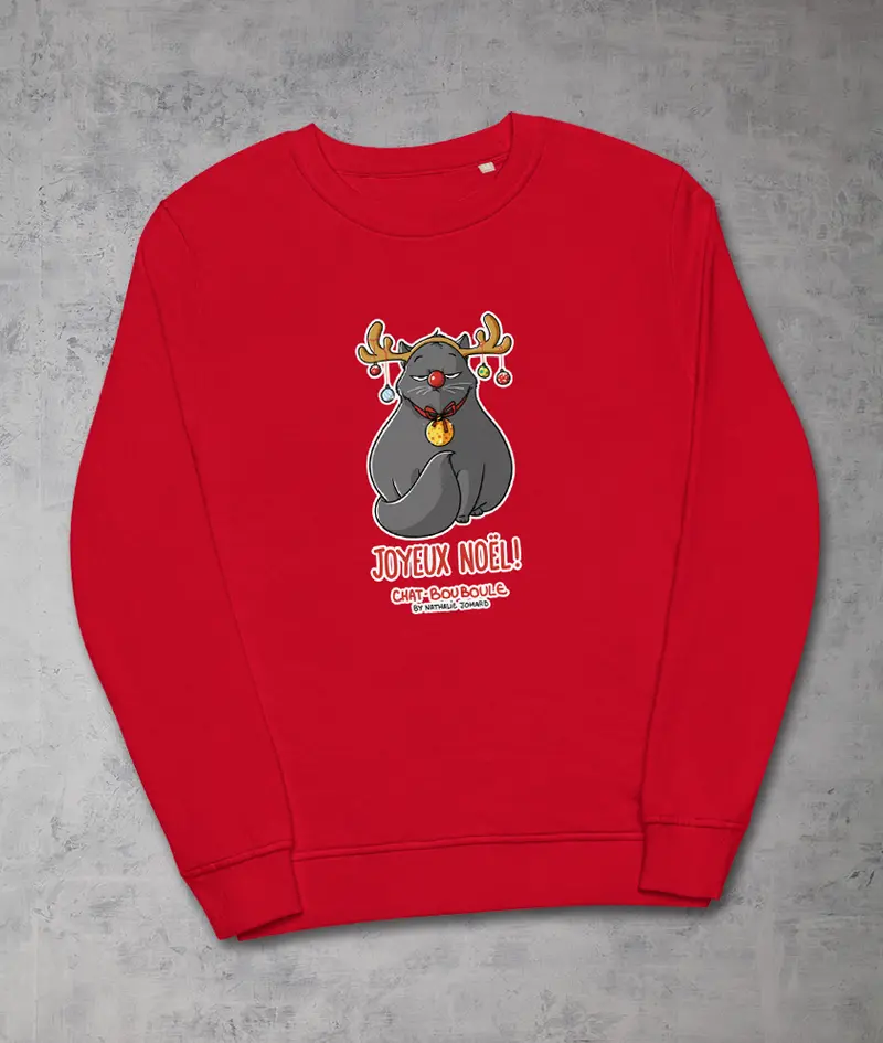 Chat-Bouboule christmas mood by Nathalie Jomard - Sweat écologique unisexe