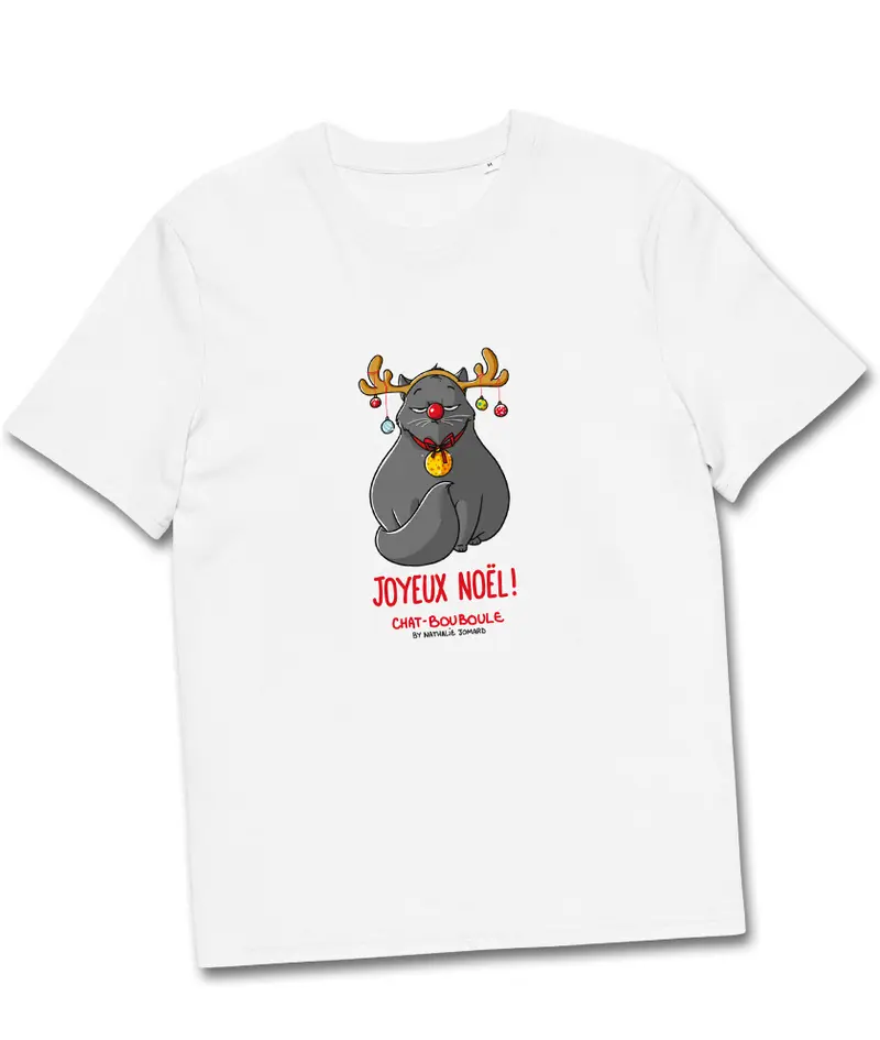 Chat-Bouboule Christmas mood by Nathalie Jomard - T-shirt unisexe en coton biologique