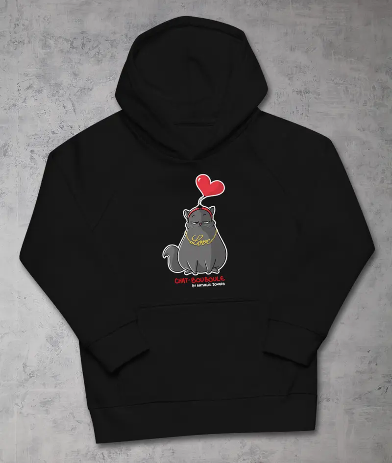 Chat-Bouboule Love by Nathalie Jomard - Sweat à capuche écologique pour enfants
