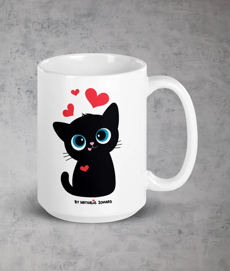 Chaton-Cœur by Nathalie Jomard - Mug Blanc Brillant