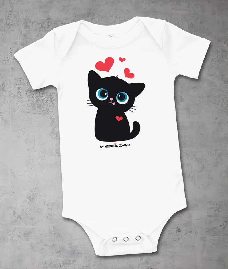 Chaton-Cœurs by Nathalie Jomard - Body à manches courtes pour bébé