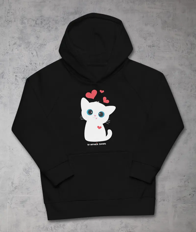 Chaton-Cœurs by Nathalie Jomard - Sweat à capuche écologique pour enfants