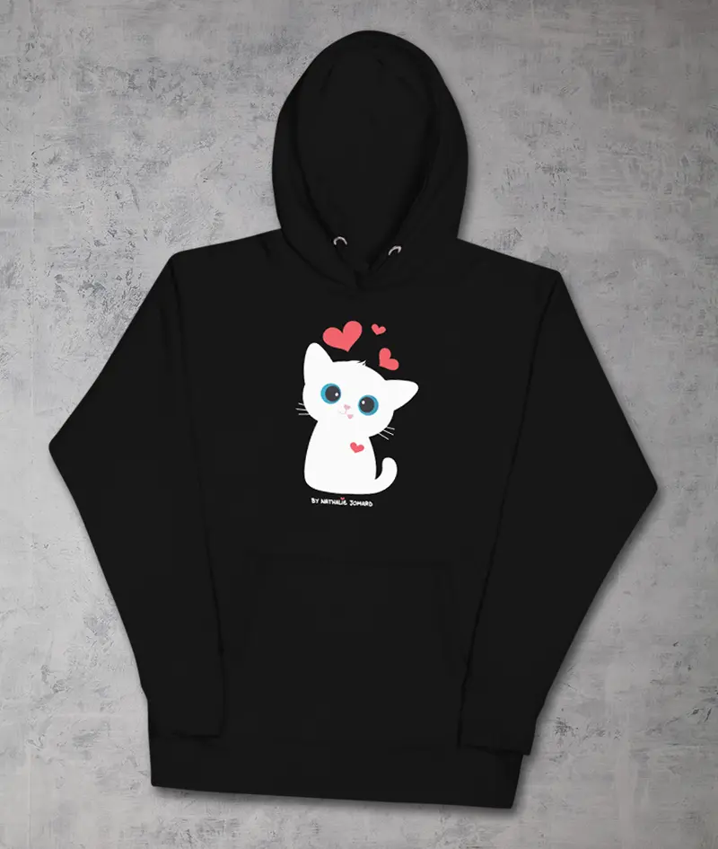 Chaton-Cœurs by Nathalie Jomard - Sweat à capuche premium unisexe