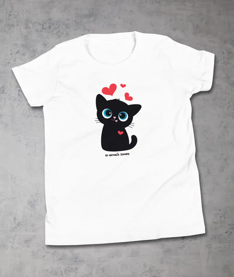 Chaton-Cœurs by Nathalie Jomard -T-shirt premium à col rond pour Enfant