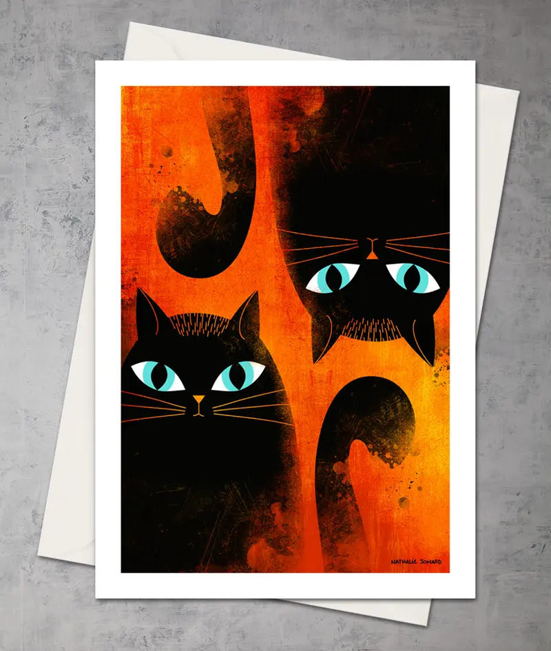Chats by Nathalie Jomard - Lot de 10 cartes identiques + enveloppes premium