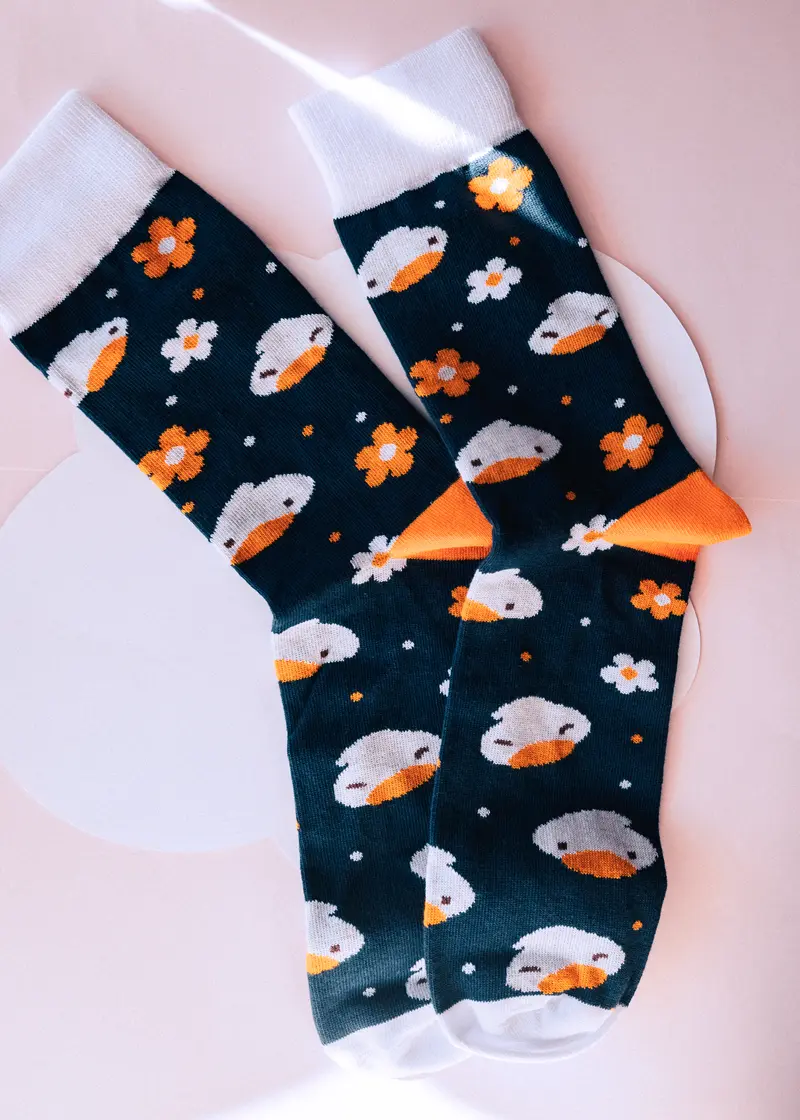 Chaussettes - Magret fleurs bleues