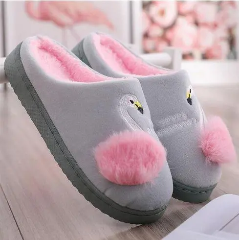 Chaussons Flamant Rose Gris
