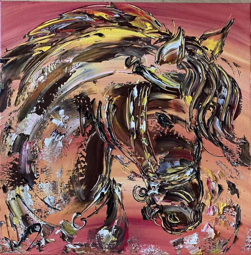 Cheval Alezan - Peinture sur toile 40x40cm