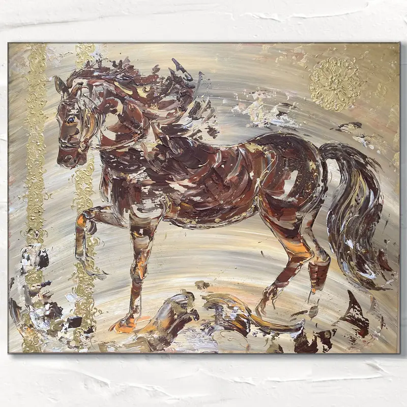 Cheval Antique - Peinture sur toile 80x100cm