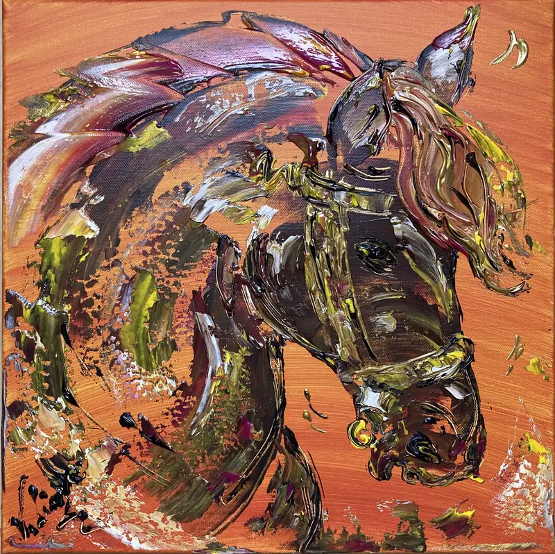 Cheval - Peinture de 40x40 cm