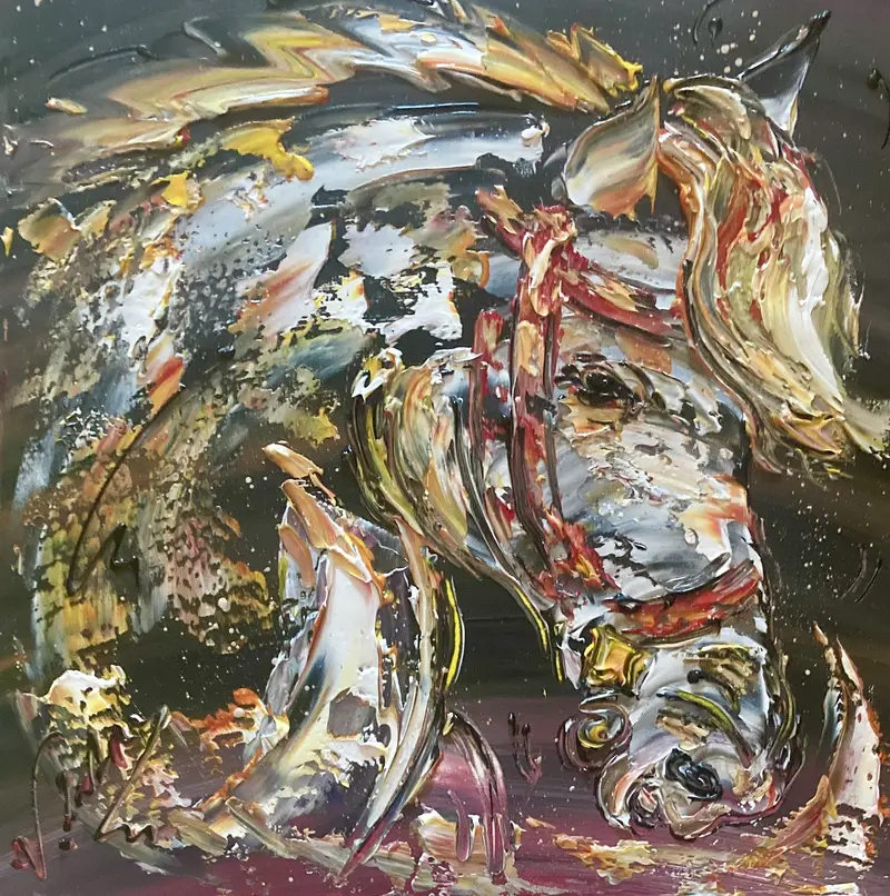 Cheval- Peinture sur toile 40x40cm