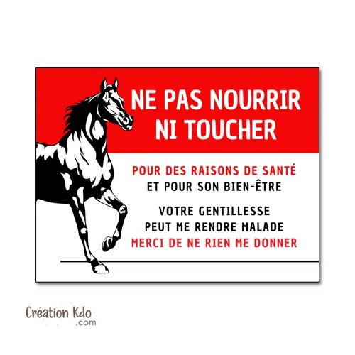 Chevaux Plaque ne pas Nourrir ni toucher panneau cheval pancarte de box bien-être