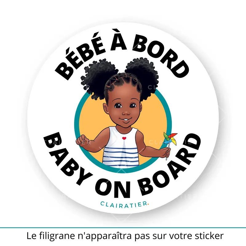 Clairabord - Filles - Sticker voiture bébé à bord - enfant à bord