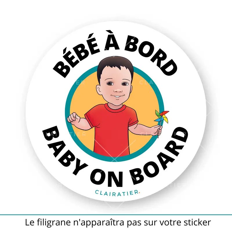 Clairabord - Garçons - Sticker voiture bébé à bord - enfant à bord