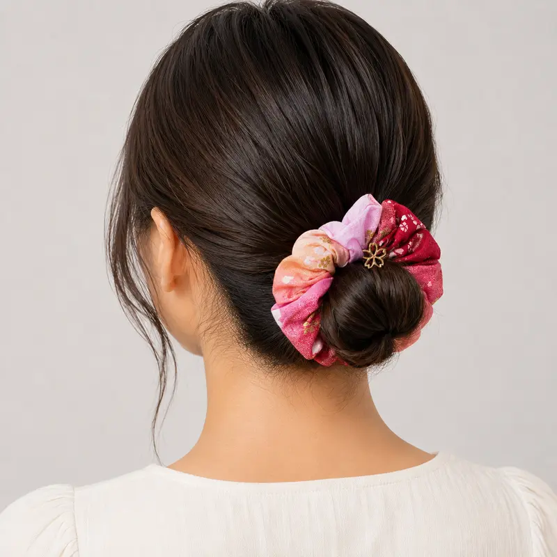 Coletero Scrunchie Japonés Rosa